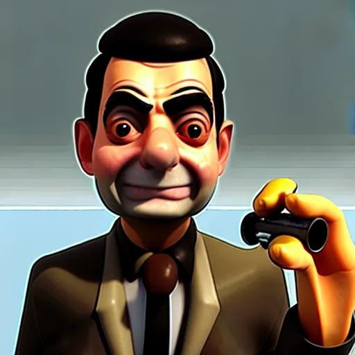 Image similar to mr. bean as medic in team fortress 2. unreal engine, source engine, tf 2, valve