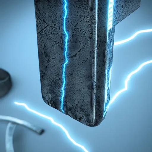 Image similar to Mjolnir, Hammer of Lightning, blue glowing pattern, unreal engine, octane render, 8k, hdr, extreme!! detail, hyperrealistic