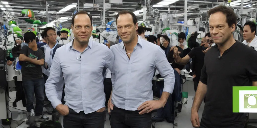 Image similar to phil spencer, microsoft, x - box, phil spencer in an asian factory, fantasy, games 3 d, unreal, amazing detali 4 k