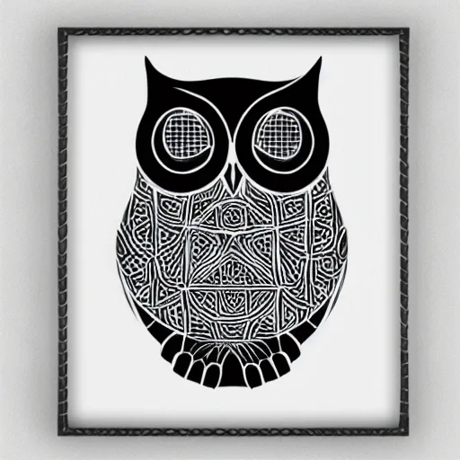 Prompt: geometric wireframe owl digital art symmetrical