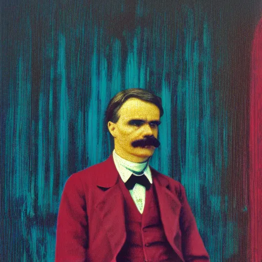 Prompt: 3 5 mm modern colors, portrait of friedrich nietzsche in rgb, taken in 2 0 1 9