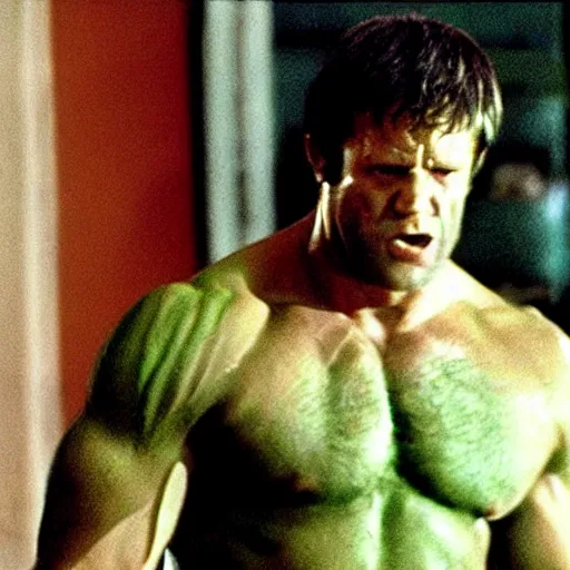 Image similar to jason statham as hulk in 1 9 7 7 movie