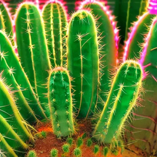 Prompt: neon sticky cactus