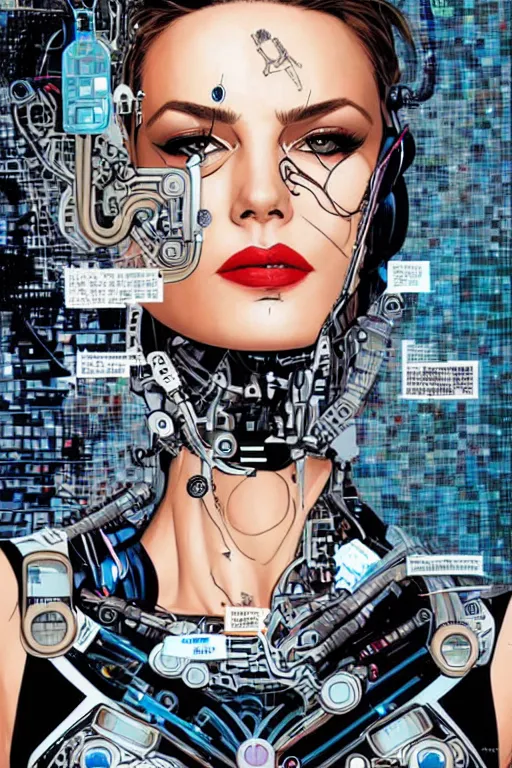 Image similar to a portrait of a beautiful cybernetically enhanced woman, by marvel comics and sandra chevrier