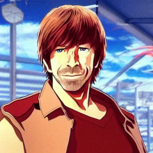 Image similar to Chuck Norris as a anime character