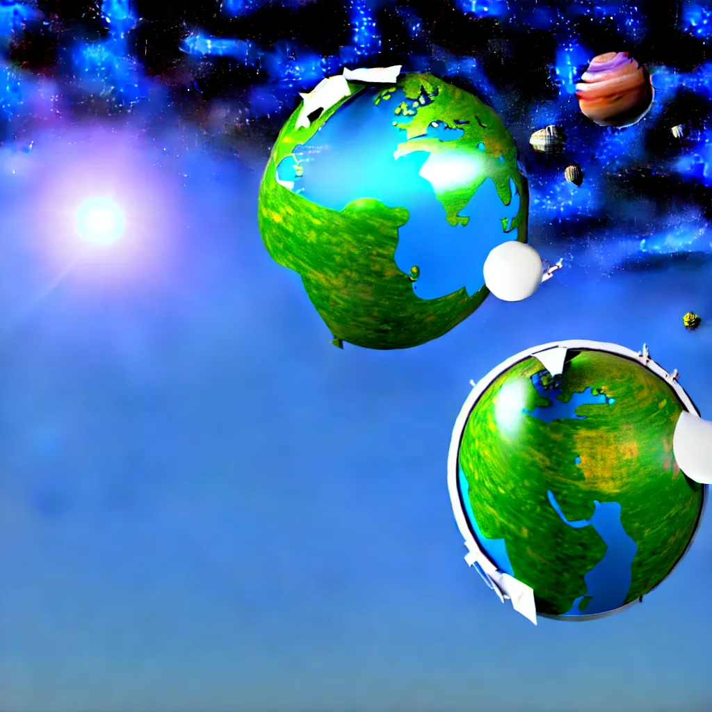 Image similar to realistic 3 d rendering of garbage sphere planet in the air