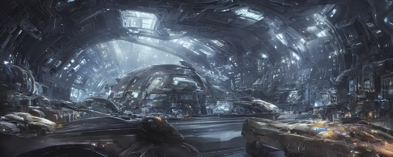 Image similar to Starport, hyperrealistic mixed media, stunning 3d render inspired art by P. Craig Russell and Barry Windsor-Smith + perfect facial symmetry + dim volumetric lighting, 8k octane beautifully detailed render, post-processing, extremely hyperdetailed, intricate futuristic mechanic parts, epic composition, grim yet sparkling atmosphere, cinematic lighting + masterpiece, trending on artstation