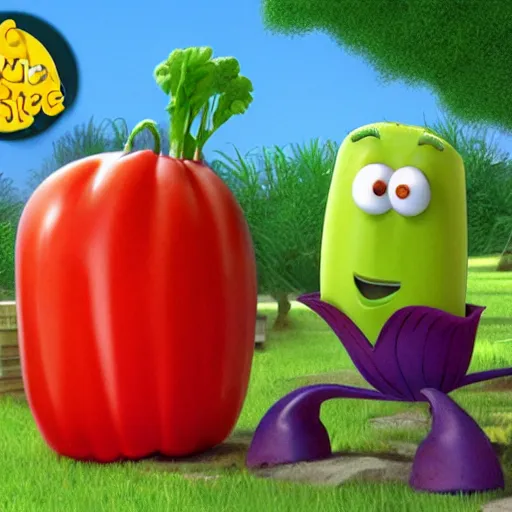 Prompt: veggie tales bumbleeberg concept art