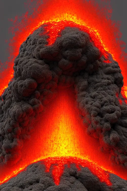 Image similar to sculpture in a pedastle made of lava exploding violently like nuclear blast exploding inside modern museum gallery, highly detailed, 3 d hyper realistic digital painting, artstation, concept art, smooth, sharp focus, illustration,
