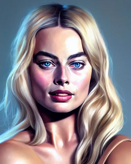 Prompt: Full view realistic portrait of actress margot robbie, detailed and realistic, soft lighting, intricate details, realistic, full view, Artstation, CGsociety