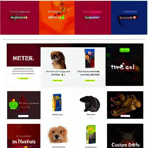 Prompt: petshop ecommerce website sketch, menu bar on top and on the left side, mate colours