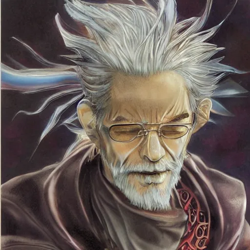 Image similar to ! dream old man, by art by yoshitaka amano, - n 9, by yoshitaka amano,