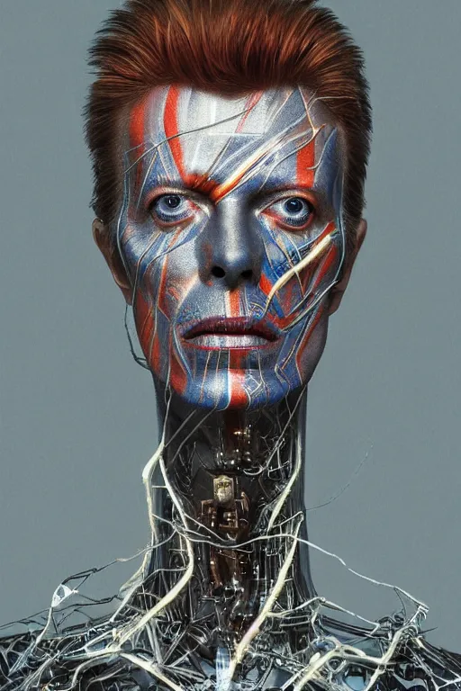 Prompt: portrait of david bowie cyborg, kintsugi, modern fine art, fractal, intricate, elegant, highly detailed, digital photography, subsurface scattering, by jheronimus bosch and basquiat and greg rutkowski,