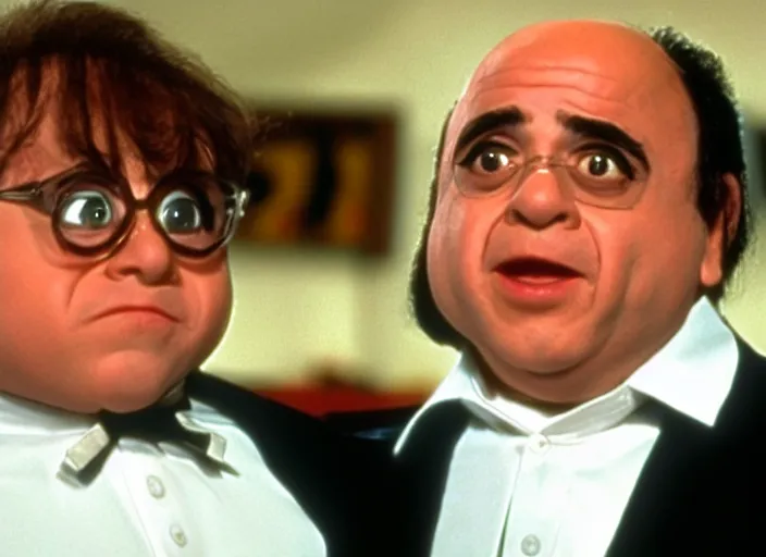 Image similar to film still of Danny Devito as Mini Me from Austin Powers