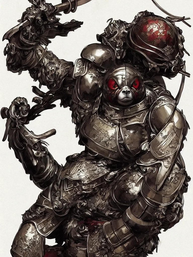 Image similar to graphic, hyperreal illustration of anthropomorphic sloth in traditional samurai armor : : digital art, concept art, character development : : illustrated by artgerm, yoji shinkawa, scott buoncristiano, nychos