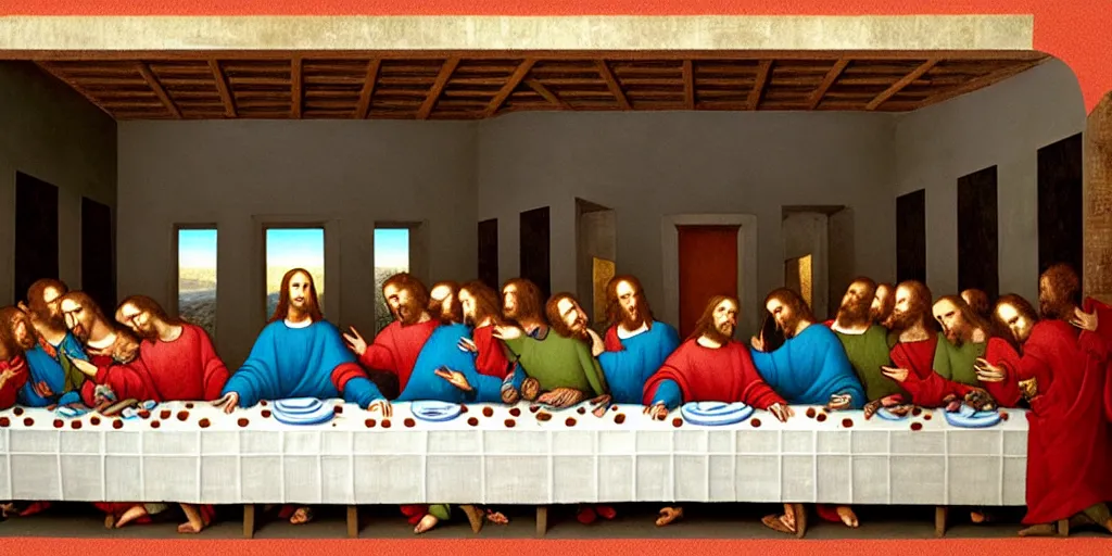 Image similar to the last supper, in the style of Dante’s inferno,