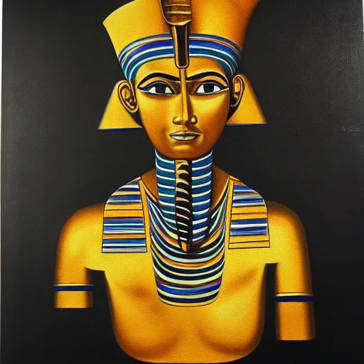 Prompt: oil painting portrait of a pharaoness tonalism dark background