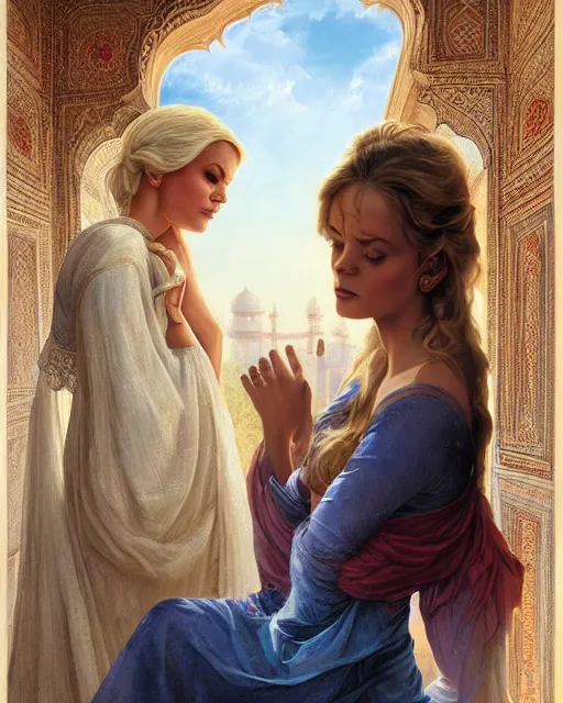 Image similar to tuesday weld visits the taj mahal by charlie bowater, by francine van hove, by alex horley, by tom chambers, by mort kunstler