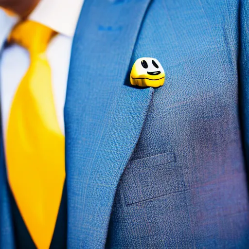Prompt: Pac-Man wearing a suit, Sigma 85mm f_1.4, 4k, hd, portrait photography