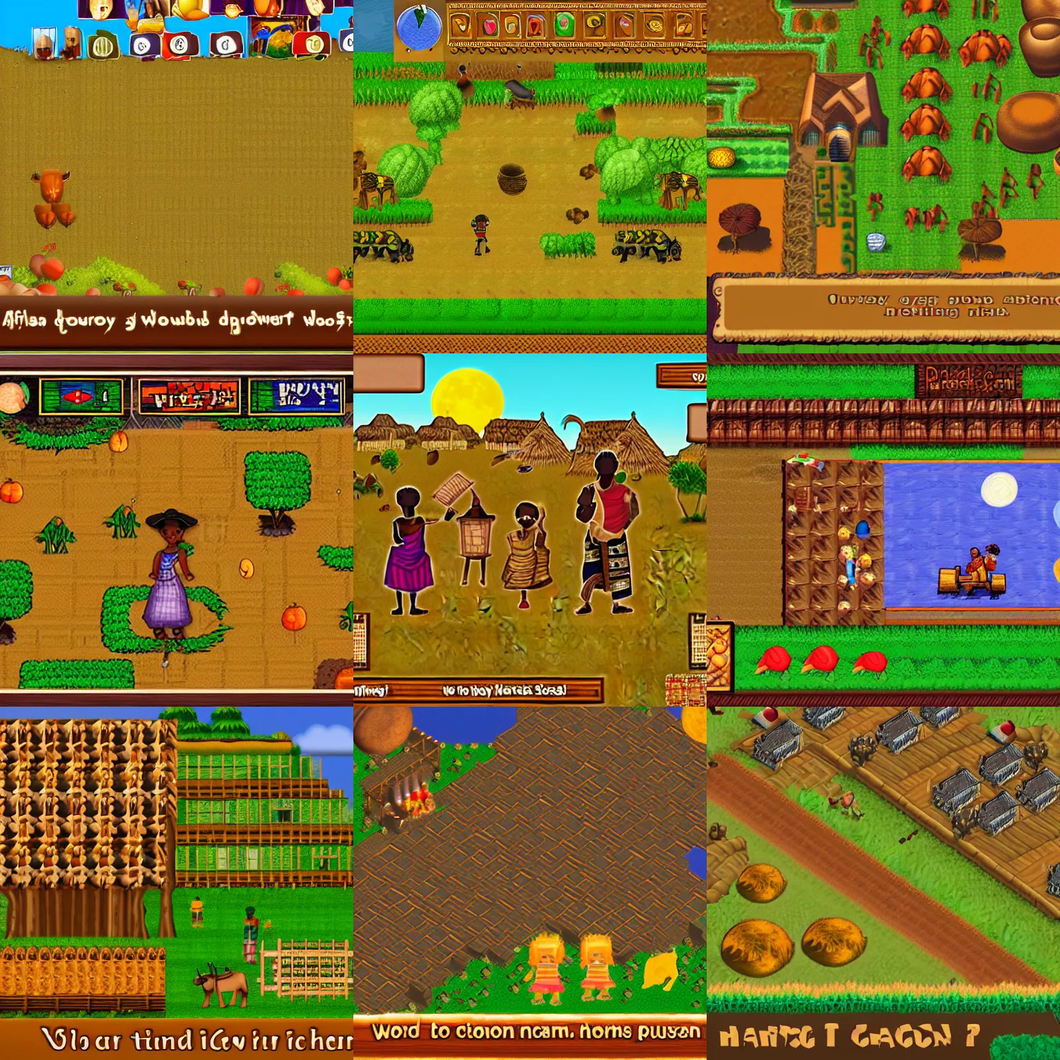Prompt: screenshot of african themed harvest moon