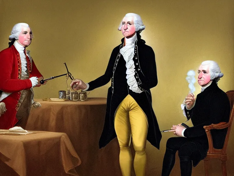 Prompt: George Washington smoking a bong with Conan O’Brian; Late Night with Conan O’Brian