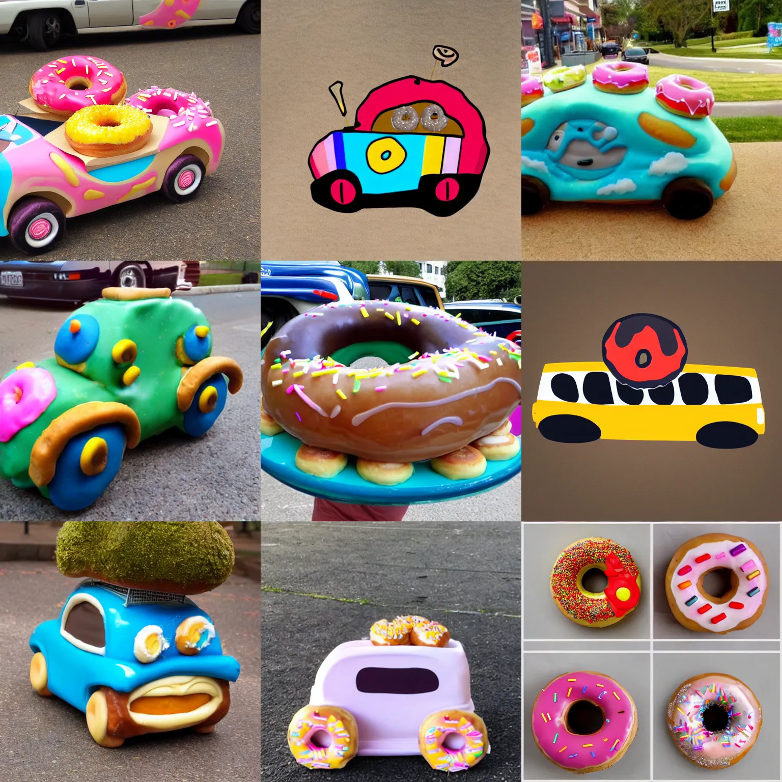 Prompt: donut car