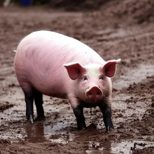 Prompt: pig play in mud