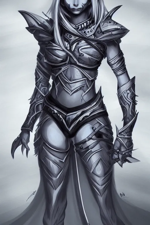 Prompt: a drow warrior, highly detailed, digital art, sharp focus, trending on art station, dungeons and dragons, anime art style