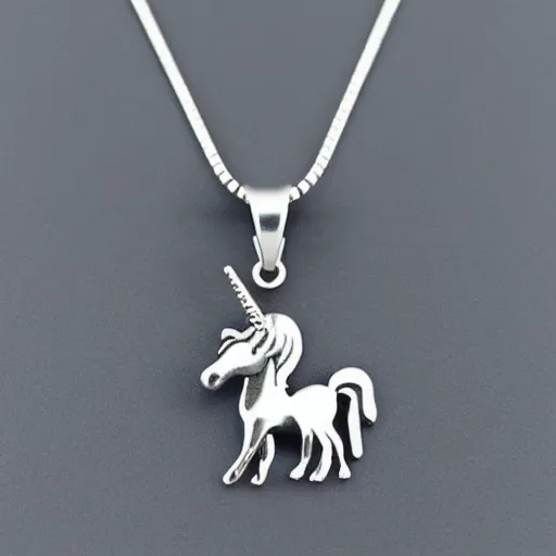Image similar to a cute silver unicorn necklace pendant