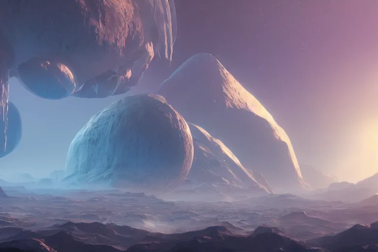 Image similar to beautiful sci fi planet, concept art trending on artstation, volumetric lighting, 8k