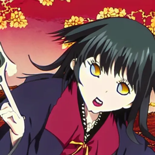 Image similar to a still film of nazuna nanakusa the vampire from call of the night anime