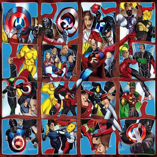 Prompt: The Avengers as puzzle pieces