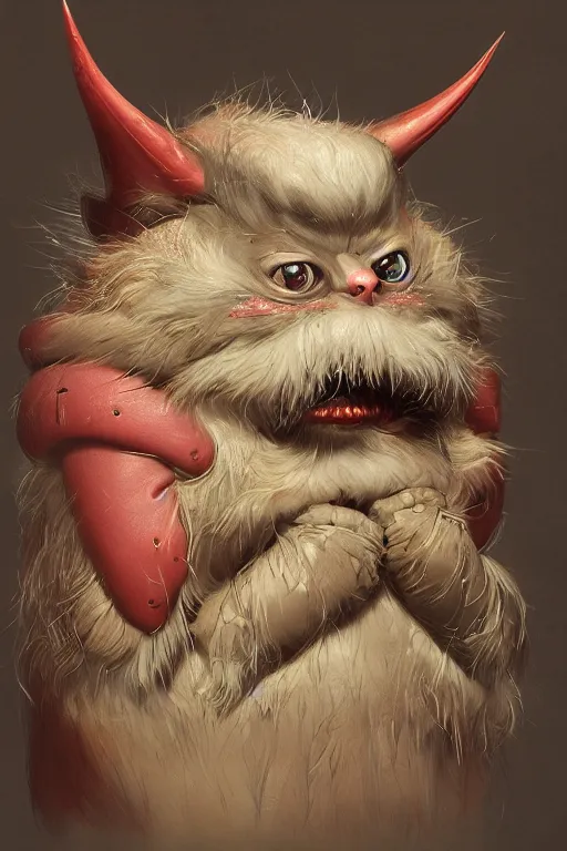 Image similar to a portrait of a cute japanese devil animal illustrated by miyazaki by karol bak, james jean, tom bagshaw, rococo, sharp focus, trending on artstation, cinematic lighting, hyper realism, octane render, 8 k, hyper detailed, vivid, ultra detailed, highly detailed