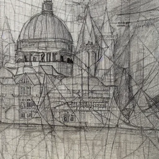 Image similar to of leonardo davinci drawing london in 2 0 2 2 lots of loose sketches