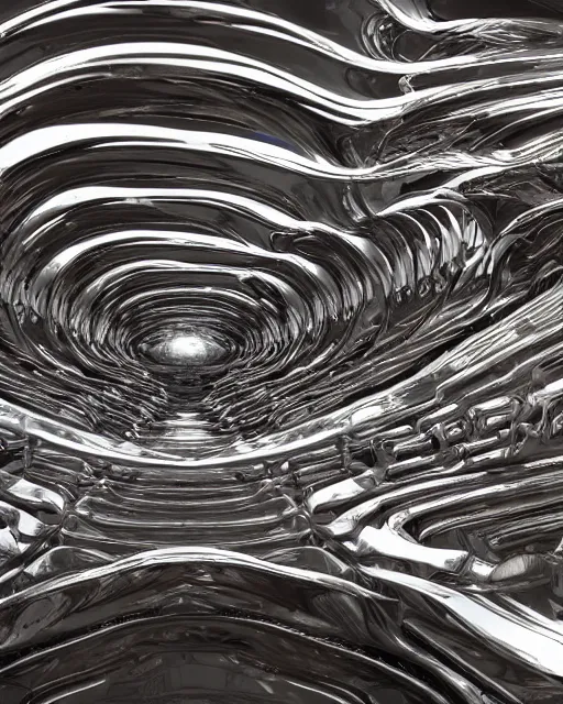 Image similar to huge organic construction with fluid metal parts floating in void hallucinating, creative VFX, no text, rendered with octane, hyper realistic, hyper detailed, surreal, futuristic, 8k