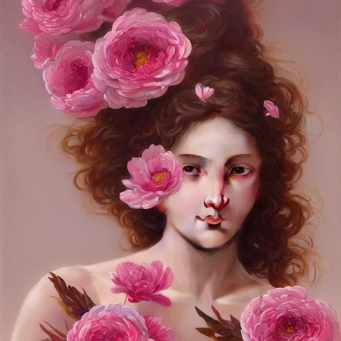 Image similar to a wonderful goddess with the skin made of pink petals, perfect hands, intricate, elegant, highly detailed, wonderful eyes, sweet, digital painting, artstation, concept art, smooth, sharp focus, illustration, art by artgerm and greg rutkowski and alphonse mucha and william - adolphe bouguereau