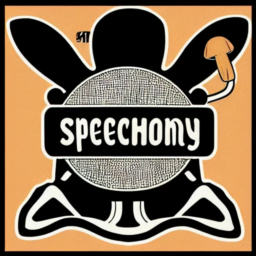 Image similar to spencers shroomery logo. mushroom theme, futuristic style, by aaron draplin
