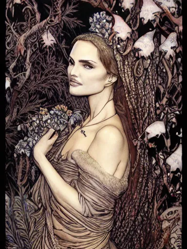 Image similar to a beautiful painting of natalie portman by rebecca guay and arthur rackham and by james jean award winning painting, hyperdetailed, detailed