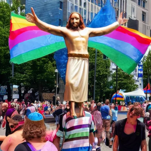 Image similar to jesus christ at the pride festival