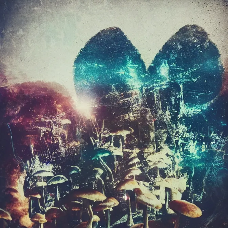 Image similar to double exposure of dally life, symbols of live, explosion, love is the most relevant theme, love is infinity, love is begin of all, 8 k resolution, artistic mode, artistic, trending on instagram, long exposure, love art, serious, fantasy and dreams vibes, mushrooms style and macro style