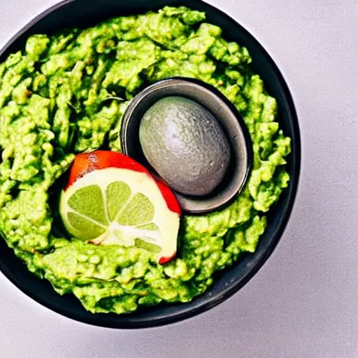 Image similar to johnny depp is inside a bowl of guacamole