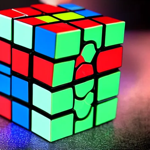 Prompt: a rubix cube made of lightning