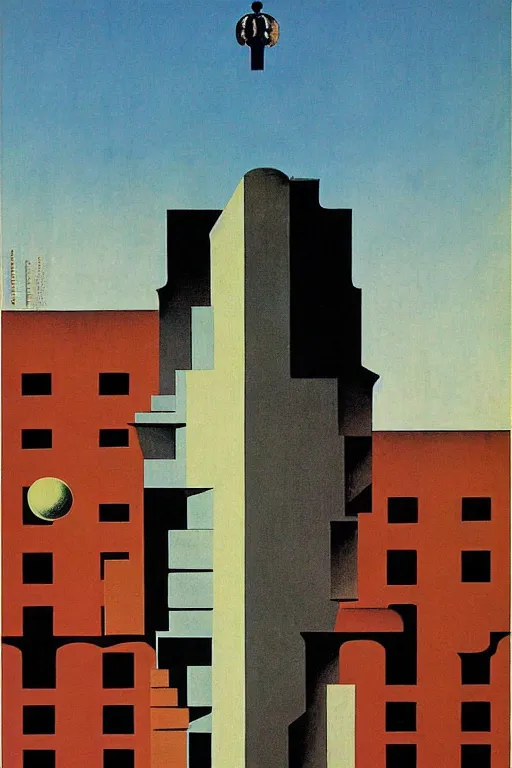 Image similar to Bauhaus Poster by Richard Corben, by René Magritte, surrealism, gothic, baroque