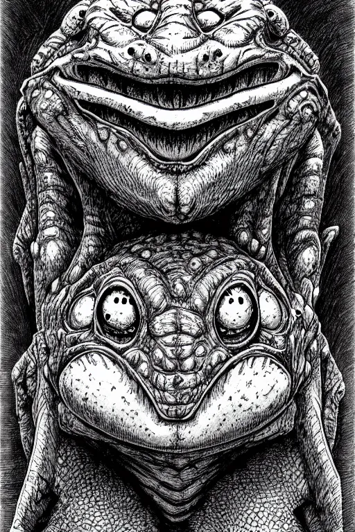 Prompt: toad goblin, symmetrical, goblin, highly detailed, digital art, sharp focus, trending on art station, kentaro miura manga art style