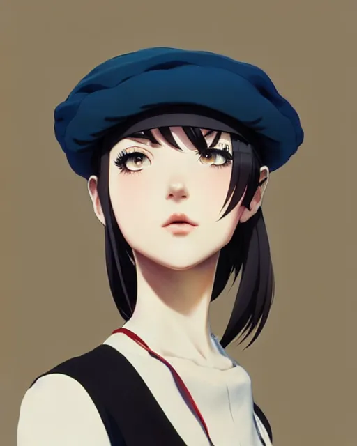 Image similar to girl with a beret | | very very anime!!!, fine - face, audrey plaza, realistic shaded perfect face, fine details. anime. realistic shaded lighting poster by ilya kuvshinov katsuhiro otomo ghost - in - the - shell, magali villeneuve, artgerm, jeremy lipkin and michael garmash and rob rey