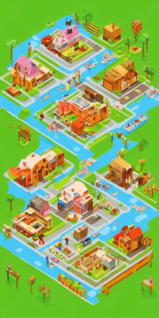 Image similar to cute isometric village