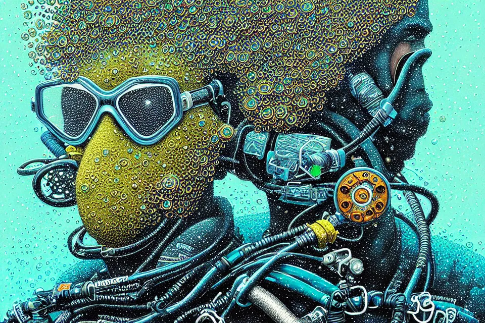 Image similar to detailed portrait of a scuba diver by james r eads and tomasz alen kopera