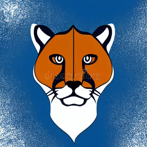 Prompt: a profile vector illustration of a cougar head blue white