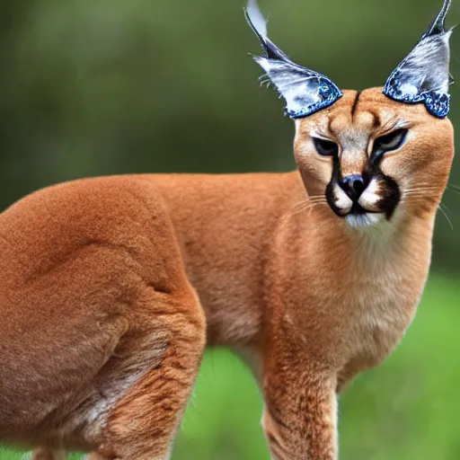 Prompt: caracal wearing crown