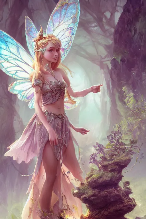 Image similar to fairy princess, highly detailed, d & d, fantasy, highly detailed, digital painting, trending on artstation, concept art, sharp focus, illustration, art by artgerm and greg rutkowski and fuji choko and viktoria gavrilenko and hoang lap